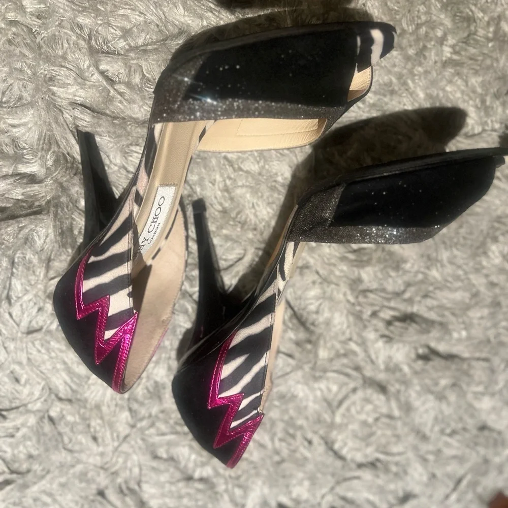 Jimmy Choo d’orsay Black and Pink Women's Peep Toe Heels Authentic - Picture 11 of 12